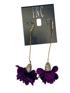 I.N.C. Purple Floral Tassel Dangle Earrings
